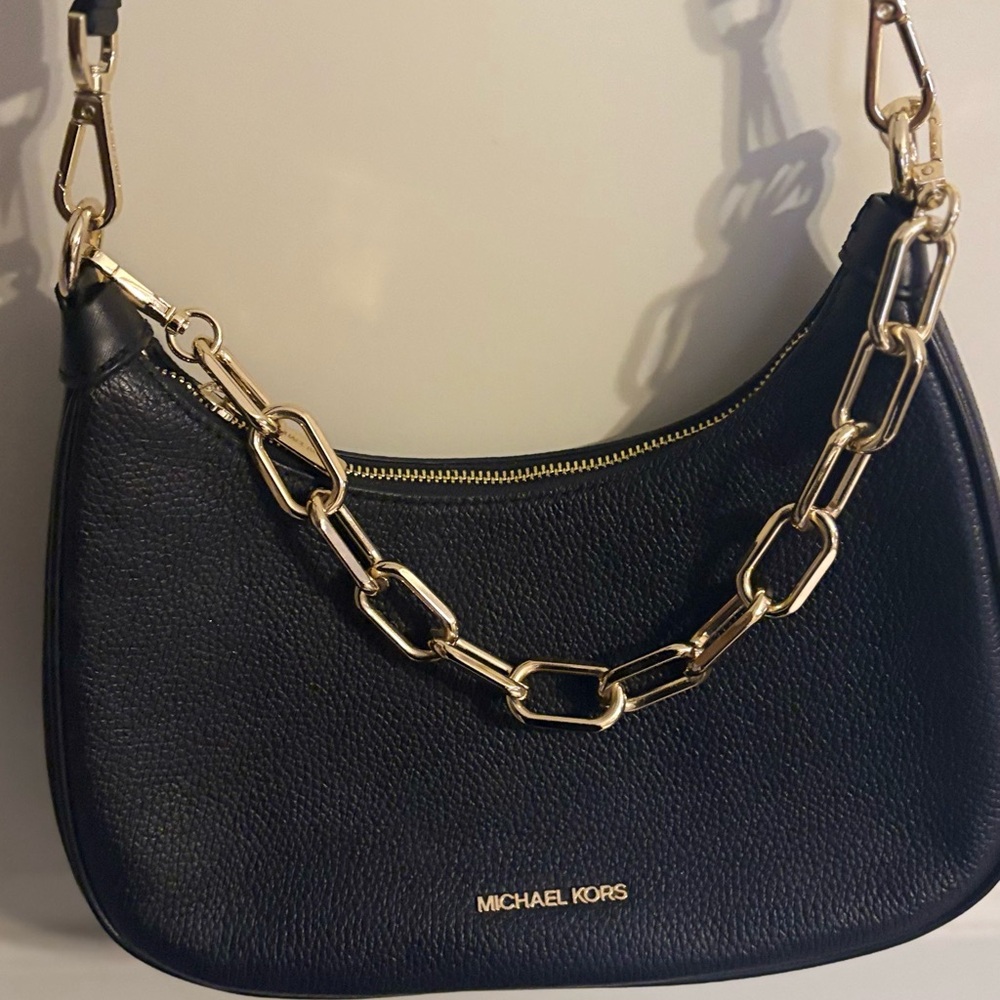 Michael Kors Black Shoulder Bag with Gold Chain